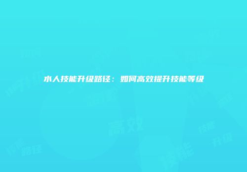 水人技能升级路径：如何高效提升技能等级