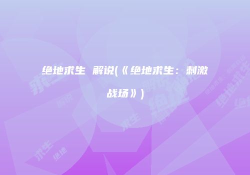 绝地求生 解说(《绝地求生：刺激战场》)