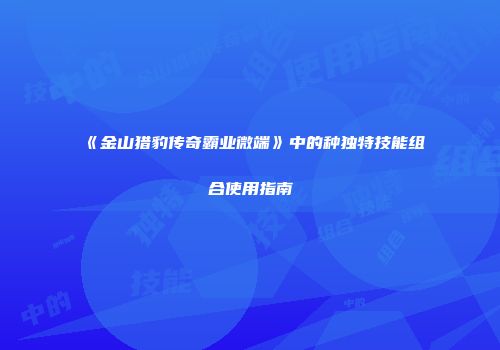《金山猎豹传奇霸业微端》中的种独特技能组合使用指南