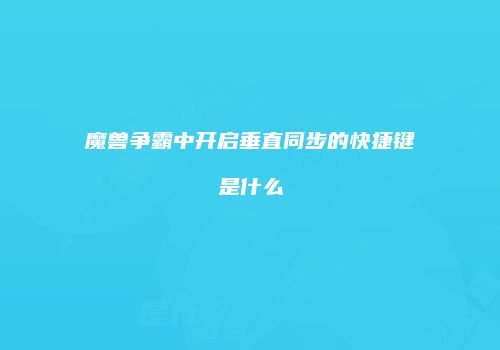魔兽争霸中开启垂直同步的快捷键是什么