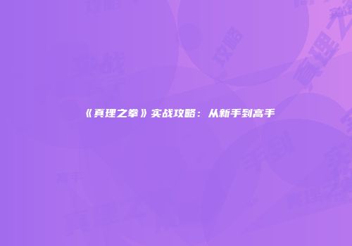 《真理之拳》实战攻略：从新手到高手