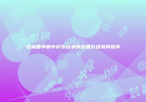 在魔兽争霸中萨尔战争的装备升级有何推荐