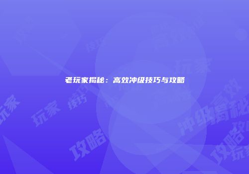老玩家揭秘：高效冲级技巧与攻略