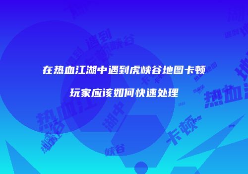 在热血江湖中遇到虎峡谷地图卡顿玩家应该如何快速处理