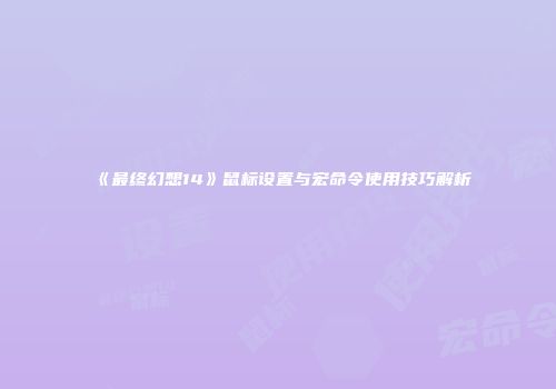 《最终幻想14》鼠标设置与宏命令使用技巧解析