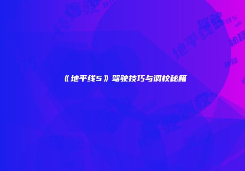 《地平线5》驾驶技巧与调校秘籍