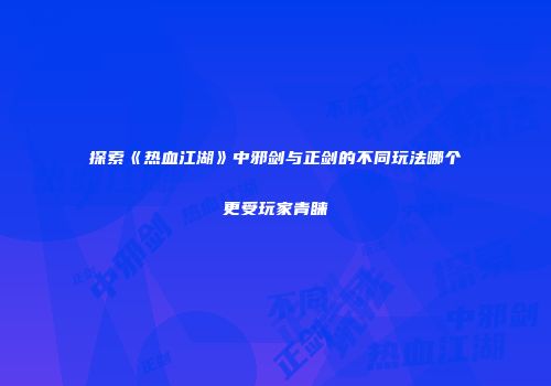 探索《热血江湖》中邪剑与正剑的不同玩法哪个更受玩家青睐