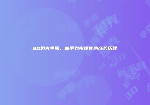 3D坦克争霸：新手到指挥官的成长历程