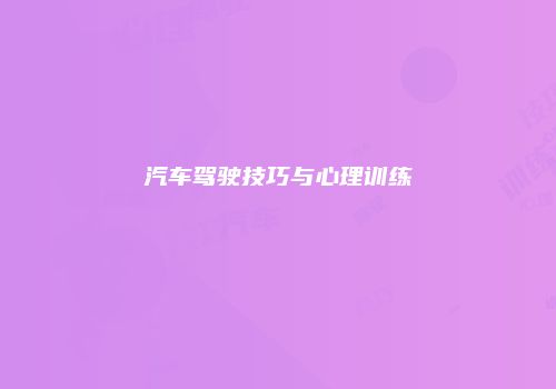 汽车驾驶技巧与心理训练