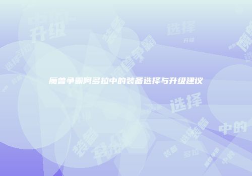 魔兽争霸阿多拉中的装备选择与升级建议
