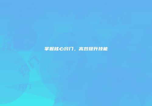 掌握核心窍门，高效提升技能