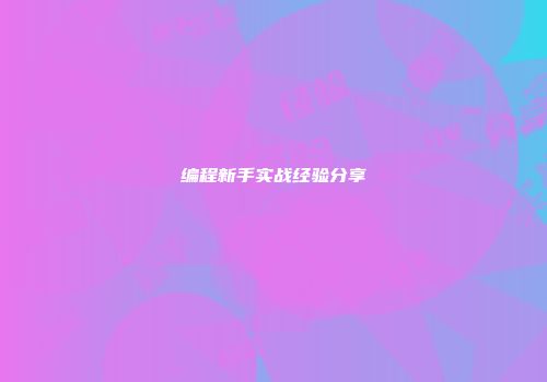 编程新手实战经验分享