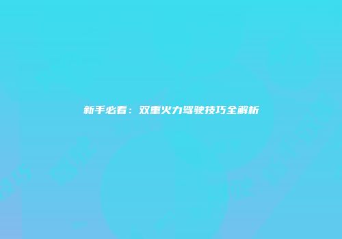 新手必看：双重火力驾驶技巧全解析