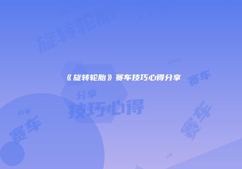《旋转轮胎》赛车技巧心得分享