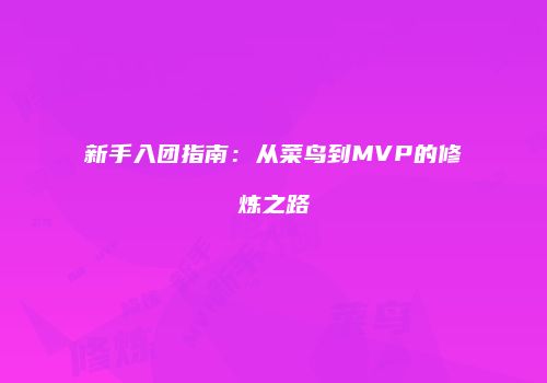 新手入团指南：从菜鸟到MVP的修炼之路