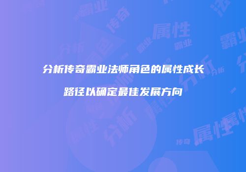 分析传奇霸业法师角色的属性成长路径以确定最佳发展方向