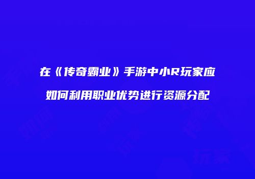 在《传奇霸业》手游中小R玩家应如何利用职业优势进行资源分配