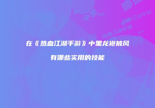 在《热血江湖手游》中黑龙袍披风有哪些实用的技能