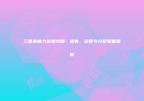 三国杀体力运用攻略：流失、获取与分配策略解析