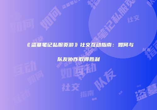 《盗墓笔记私服页游》社交互动指南：如何与队友协作取得胜利