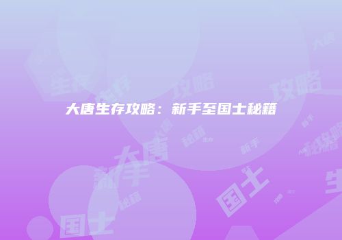 大唐生存攻略：新手至国士秘籍