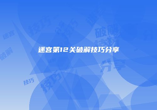 迷宫第12关破解技巧分享