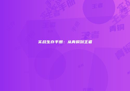 实战生存手册：从青铜到王者