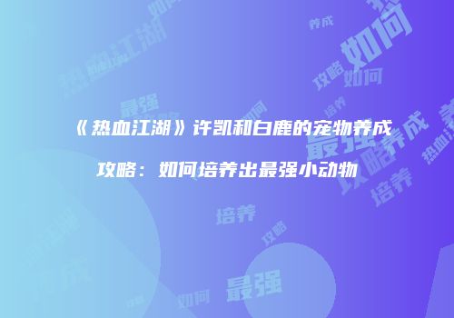 《热血江湖》许凯和白鹿的宠物养成攻略：如何培养出最强小动物
