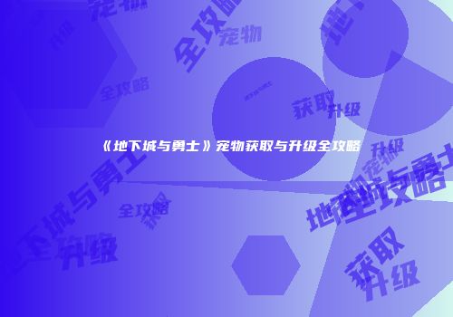 《地下城与勇士》宠物获取与升级全攻略