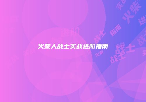 火柴人战士实战进阶指南