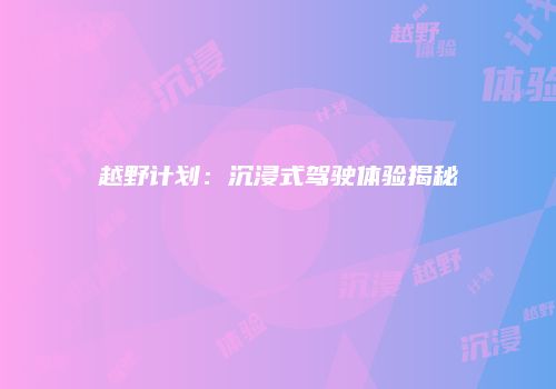 越野计划：沉浸式驾驶体验揭秘