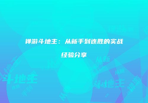 禅游斗地主：从新手到连胜的实战经验分享