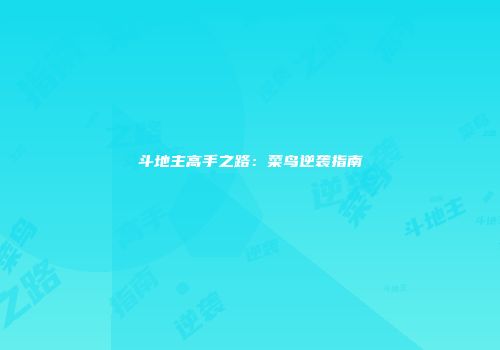 斗地主高手之路：菜鸟逆袭指南