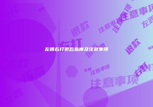 左踢右打退款指南及注意事项