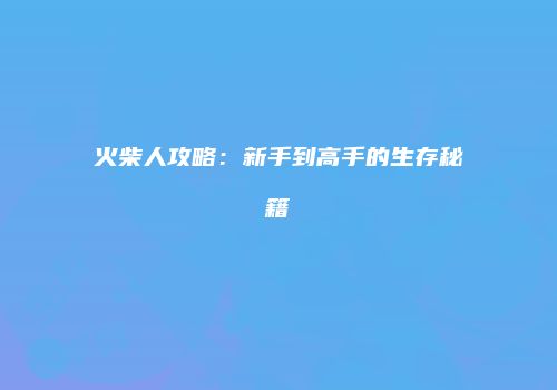 火柴人攻略：新手到高手的生存秘籍