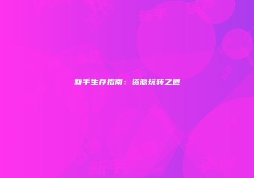 新手生存指南：资源玩转之道