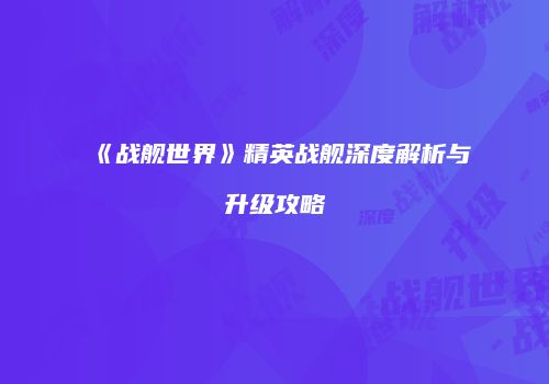 《战舰世界》精英战舰深度解析与升级攻略