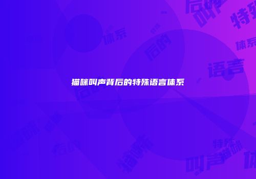 猫咪叫声背后的特殊语言体系