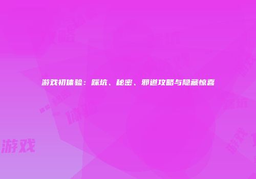 游戏初体验：踩坑、秘密、邪道攻略与隐藏惊喜