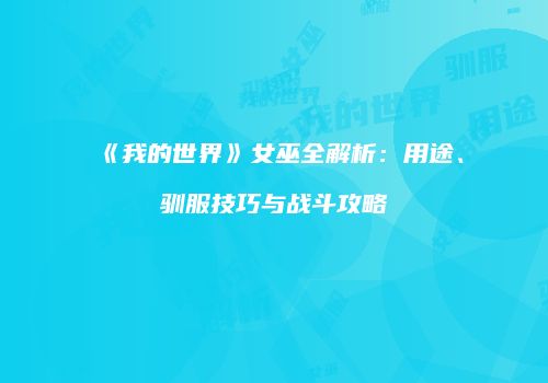 《我的世界》女巫全解析：用途、驯服技巧与战斗攻略