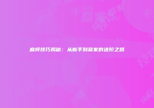 麻将技巧揭秘：从新手到赢家的进阶之路
