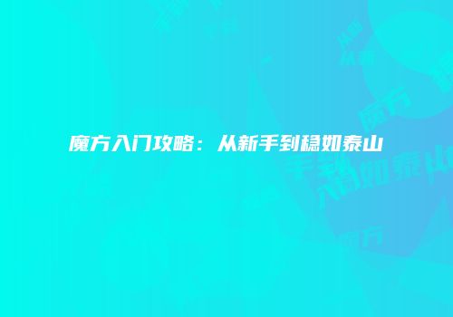 魔方入门攻略：从新手到稳如泰山
