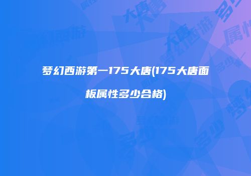 梦幻西游第一175大唐(175大唐面板属性多少合格)