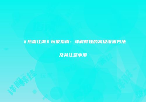 《热血江湖》玩家指南：详解韩挂的高级设置方法及其注意事项