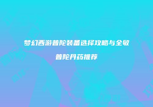 梦幻西游普陀装备选择攻略与全敏普陀丹药推荐