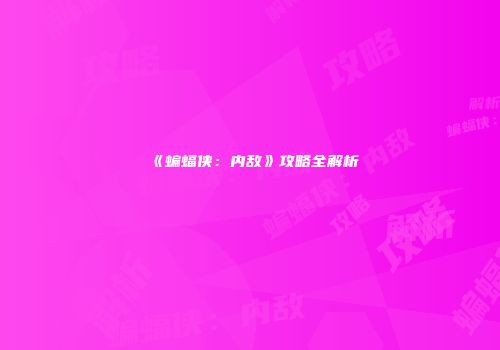 《蝙蝠侠：内敌》攻略全解析