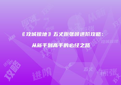 《攻城掠地》五丈原张颌进阶攻略：从新手到高手的必经之路