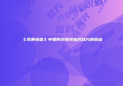 《风暴英雄》中如何识别并应对敌方的弱点