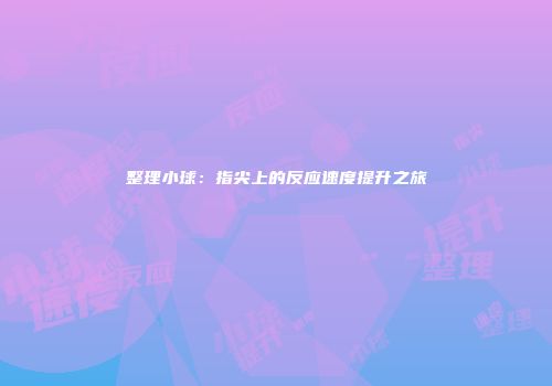 整理小球：指尖上的反应速度提升之旅
