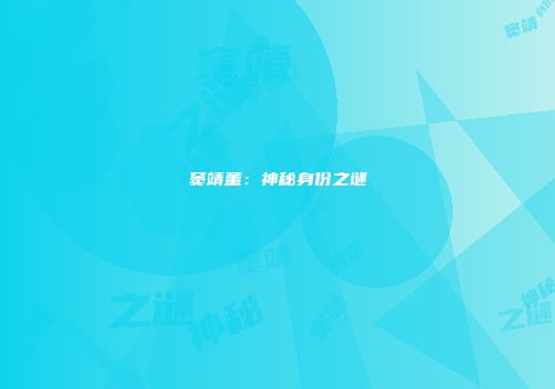 窦靖董：神秘身份之谜